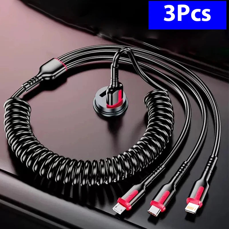 3 in 1 66W 6A Fast Charging USB Type C Cable Micro USB Cable for Iphone 14 Charging Cable for Samsung S24 Xiaomi Huawei USB Line