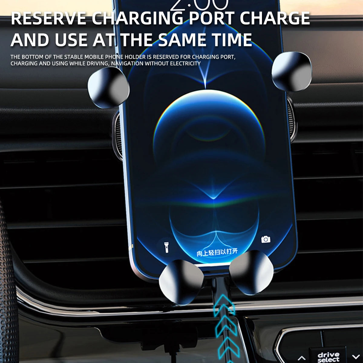 Gravity Car Phone Holder for 4.7-7 Inch Mobile Phone Car Air Vent Phone Mount Universal Shockproof GPS Clip Smartphone Stand