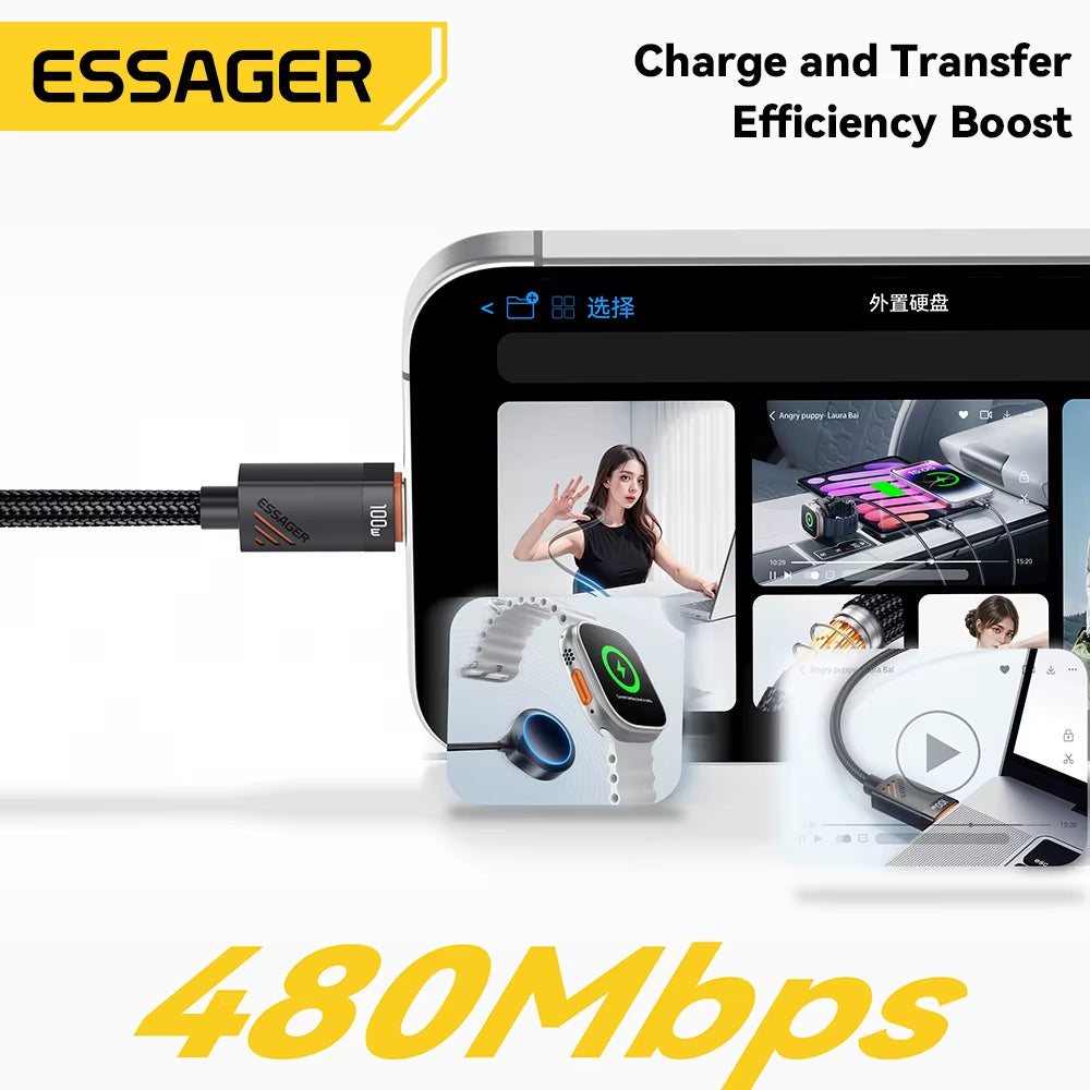 Car Spring Type C Cable for Iphone 16 15 Xiaomi Samsung 100W PD Fast Charging for Macbook Ipad Type C to Type C Cable