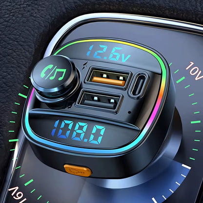 Bluetooth 5.0 FM Transmitter Handsfree Car Radio Modulator MP3 Player with 22.5W USB Super Quick Charge Adapter for Car