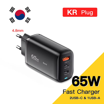 65W Gan USB Type C Charger for Laptop PPS 45W 25W Fast Charge for Samsung Xiaomi Realme Mobile Iphone15 14 13 Pro Phone