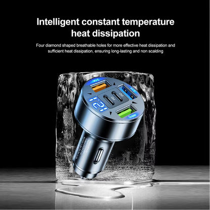 250W 5 Ports Car Charger Fast Charging PD QC3.0 USB C Car Phone Charger Adapter with Voltage for Iphone Samsung Huawei Xiaomi