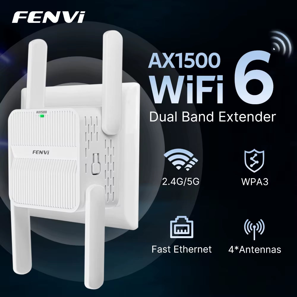 5Ghz AX1500 Wifi 6 Repeater Extender Signal Booster Dual Band 2.4G/5Ghz Wi-Fi Signal Amplifier Long Range Network Easy Set