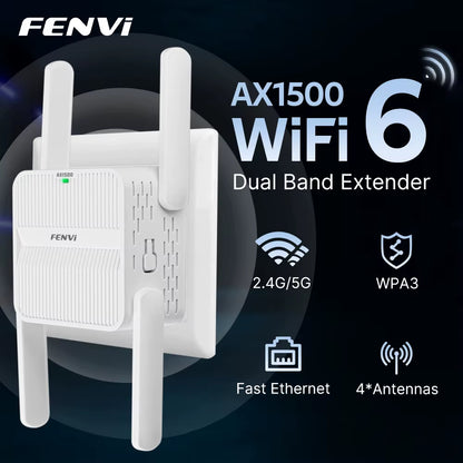 5Ghz AX1500 Wifi 6 Repeater Extender Signal Booster Dual Band 2.4G/5Ghz Wi-Fi Signal Amplifier Long Range Network Easy Set