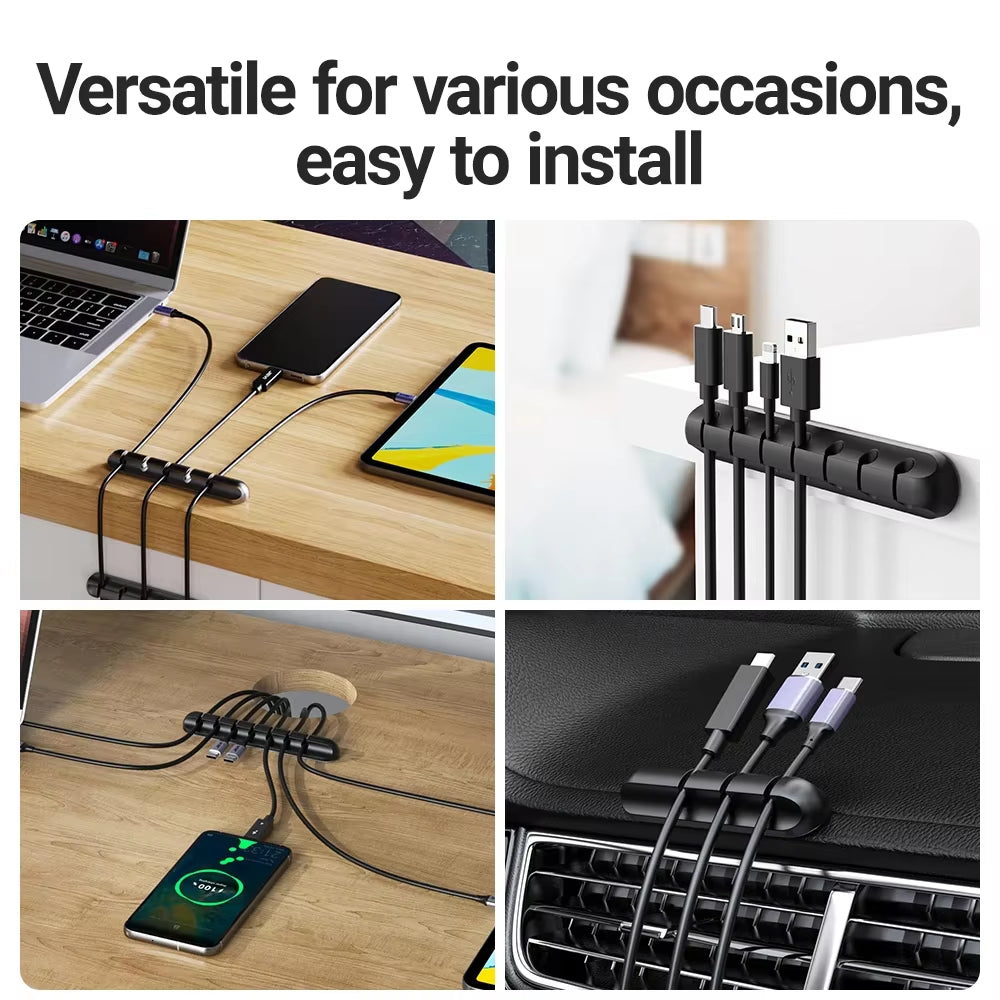 Wholesale Clips Cable Holder for Mouseheadphone Wire Organizer Cable Organizer Silicone USB Cable Winder Desktop Tidy Management