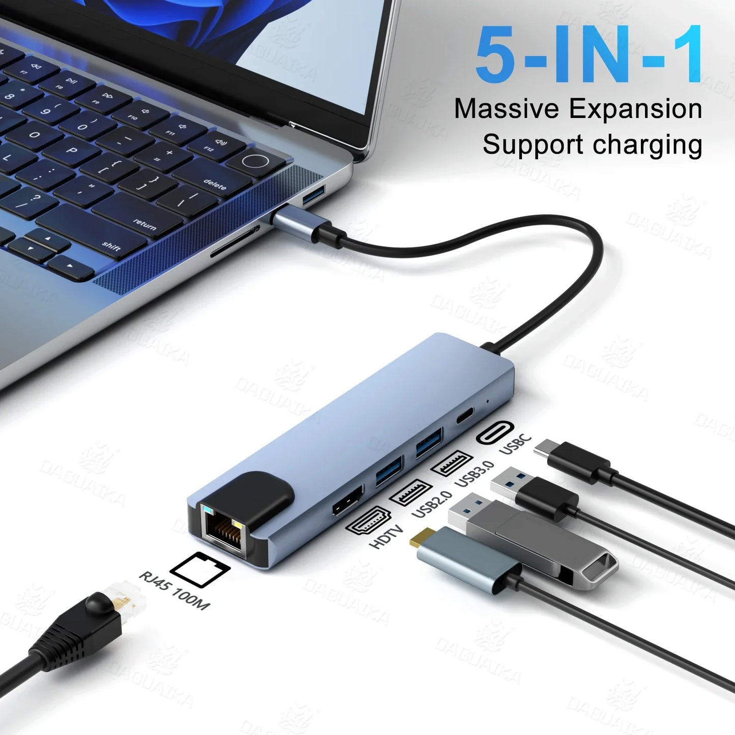 Usb 8In1 7In1 7In2 3In1 11In1 Type C 3 1 to 4K Hdtv Hub Adapter with Sd Tf Rj45 Card Reader Pd Fast Charge for Macbook Computer