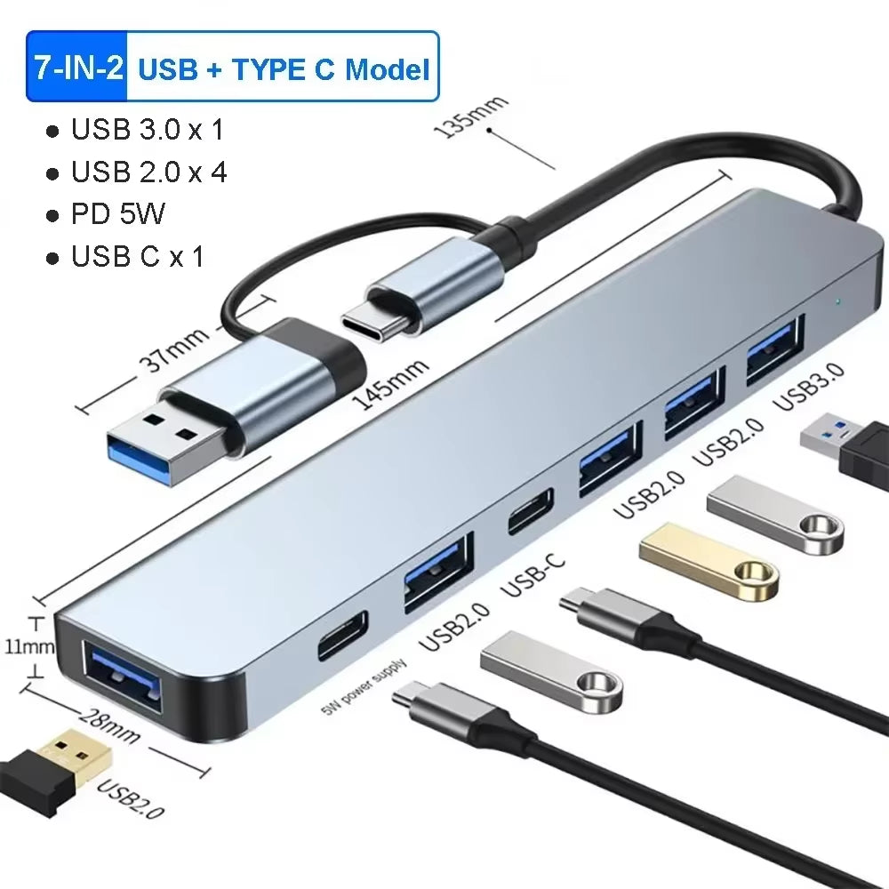 Usb 8In1 7In1 7In2 3In1 11In1 Type C 3 1 to 4K Hdtv Hub Adapter with Sd Tf Rj45 Card Reader Pd Fast Charge for Macbook Computer