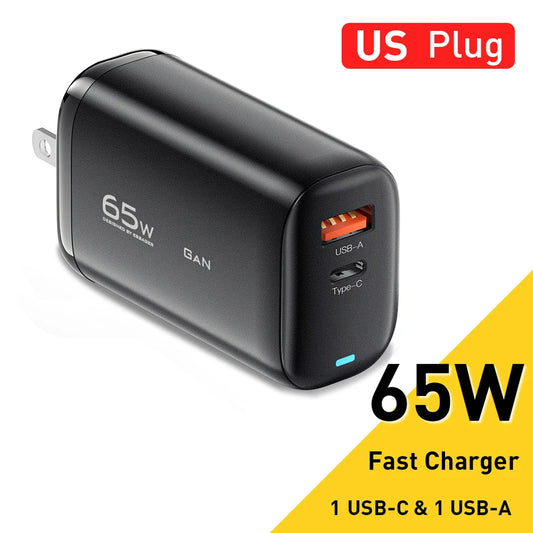 65W Gan USB Type C Charger for Laptop PPS 45W 25W Fast Charge for Samsung Xiaomi Realme Mobile Iphone15 14 13 Pro Phone