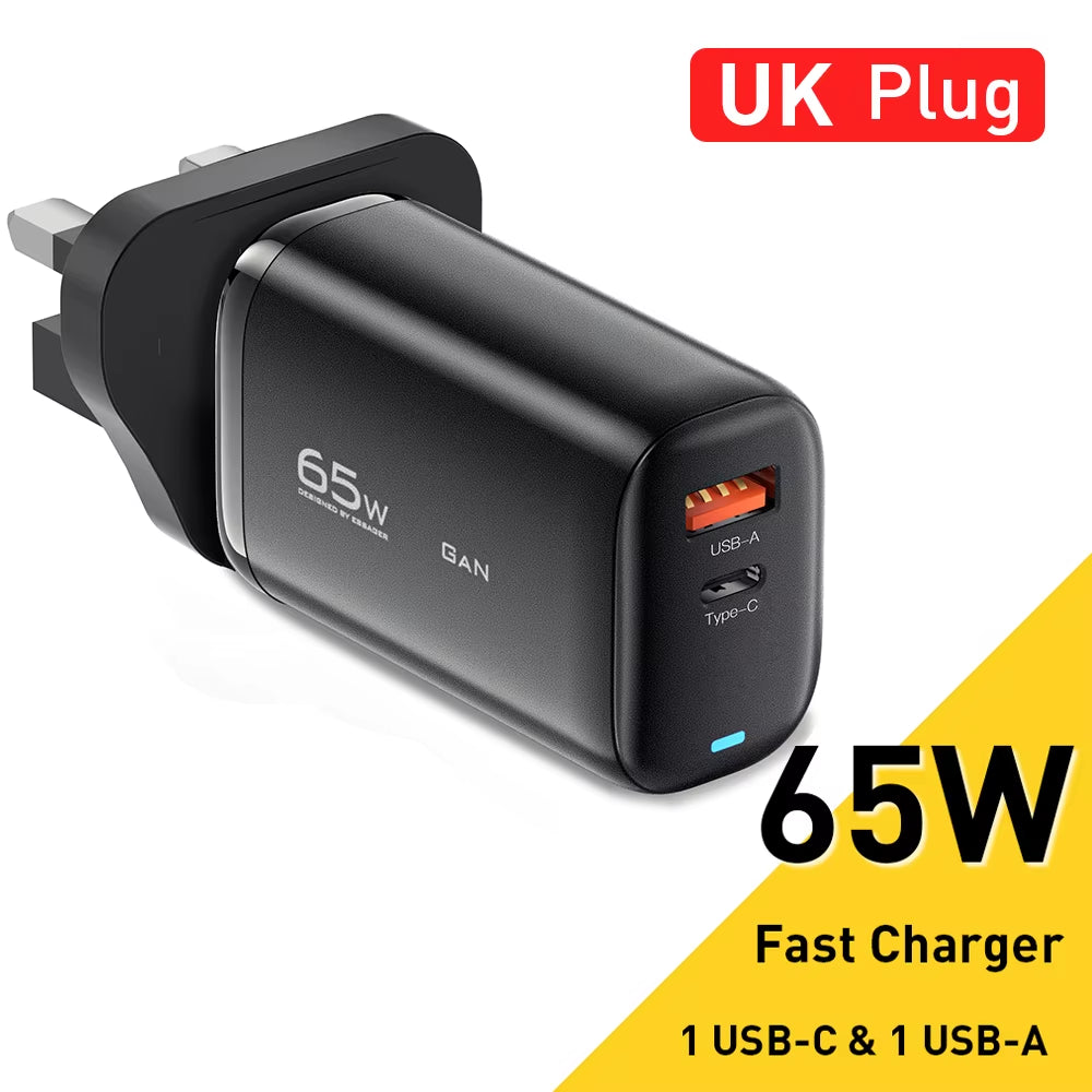 65W Gan USB Type C Charger for Laptop PPS 45W 25W Fast Charge for Samsung Xiaomi Realme Mobile Iphone15 14 13 Pro Phone